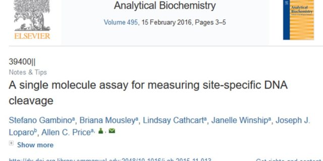 Allen Price and students publish in Analytical Biochemistry